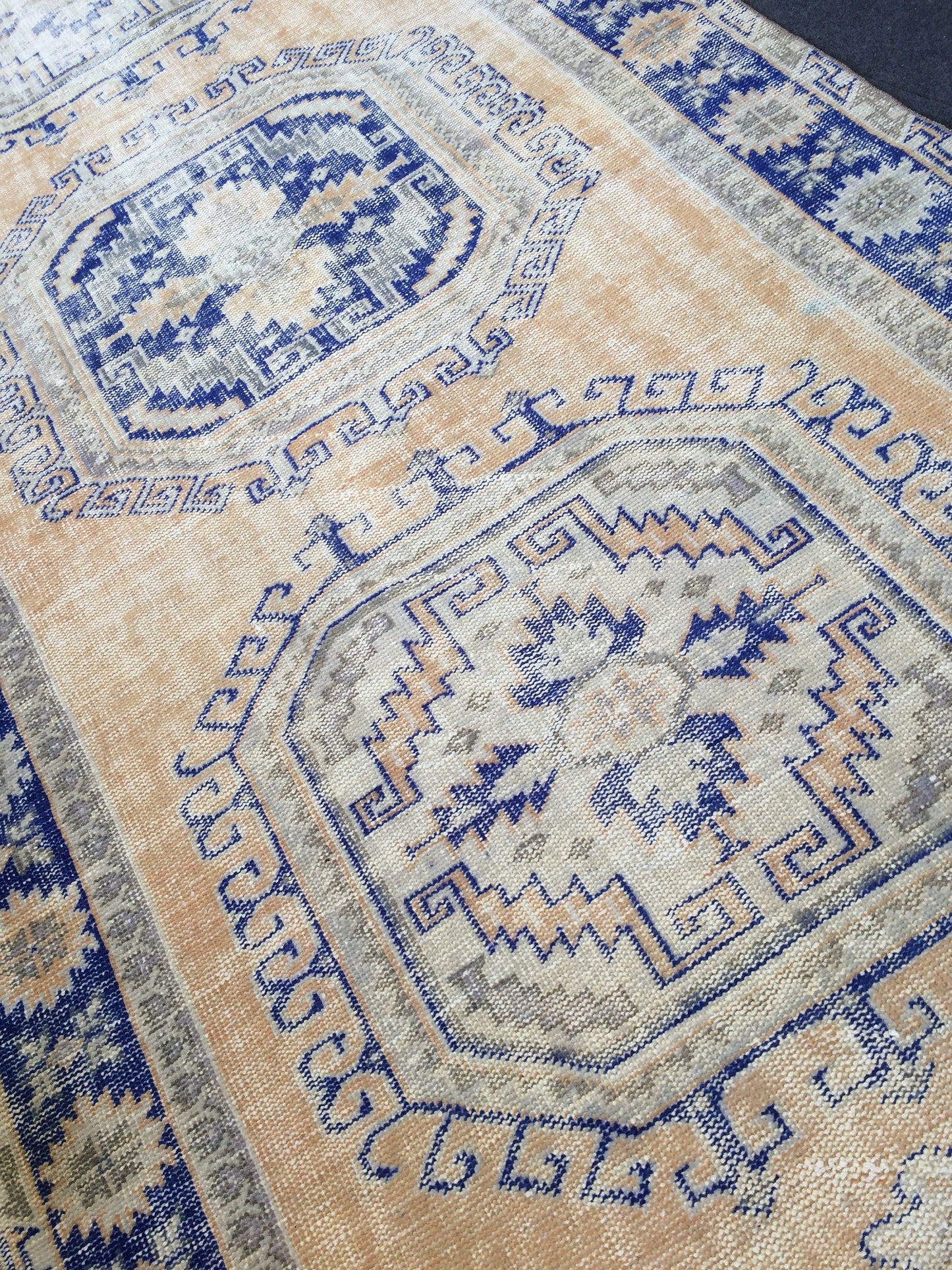 13.3 x 4.6 Oushak Runner Rug Turkish Runner Rug Vintage Runner Rug Hallway Runner Rug Kitchen Runner Rug Wool Runner Rug Wool blue dyes