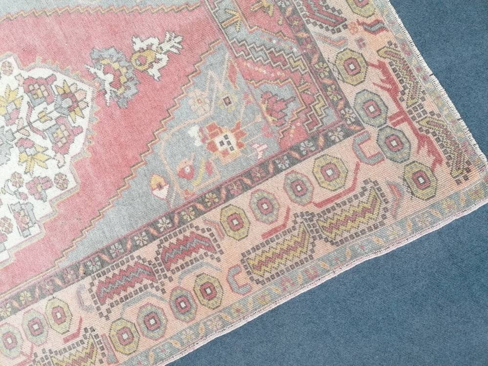 Pastel vintage wool rug oushak hand made rug 4.7 x 9 rug,area rug