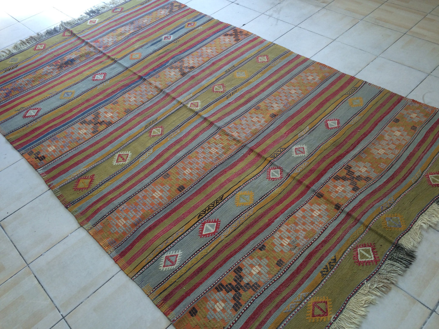 5.9 x 9.8 OUSHAK Flat weave RUG TURKISH Flatweave Oushak Rug Vintage Oushak Runner Rug Vintage Runner Rug Wool Oushak Rug Hand Made Rugs