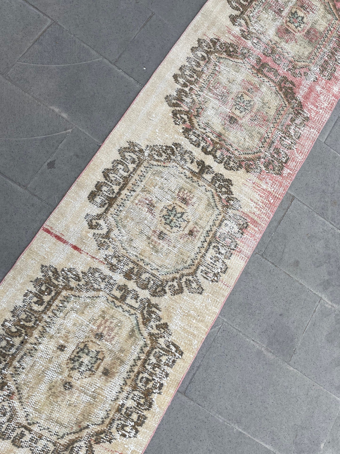 Muted Hand Knotted Extra Long Turkish Runner Distressed 2.4 x 18.6 Stairs Runner Rug Vintage Runner Rug XL Oriental Runner Staircase Runner