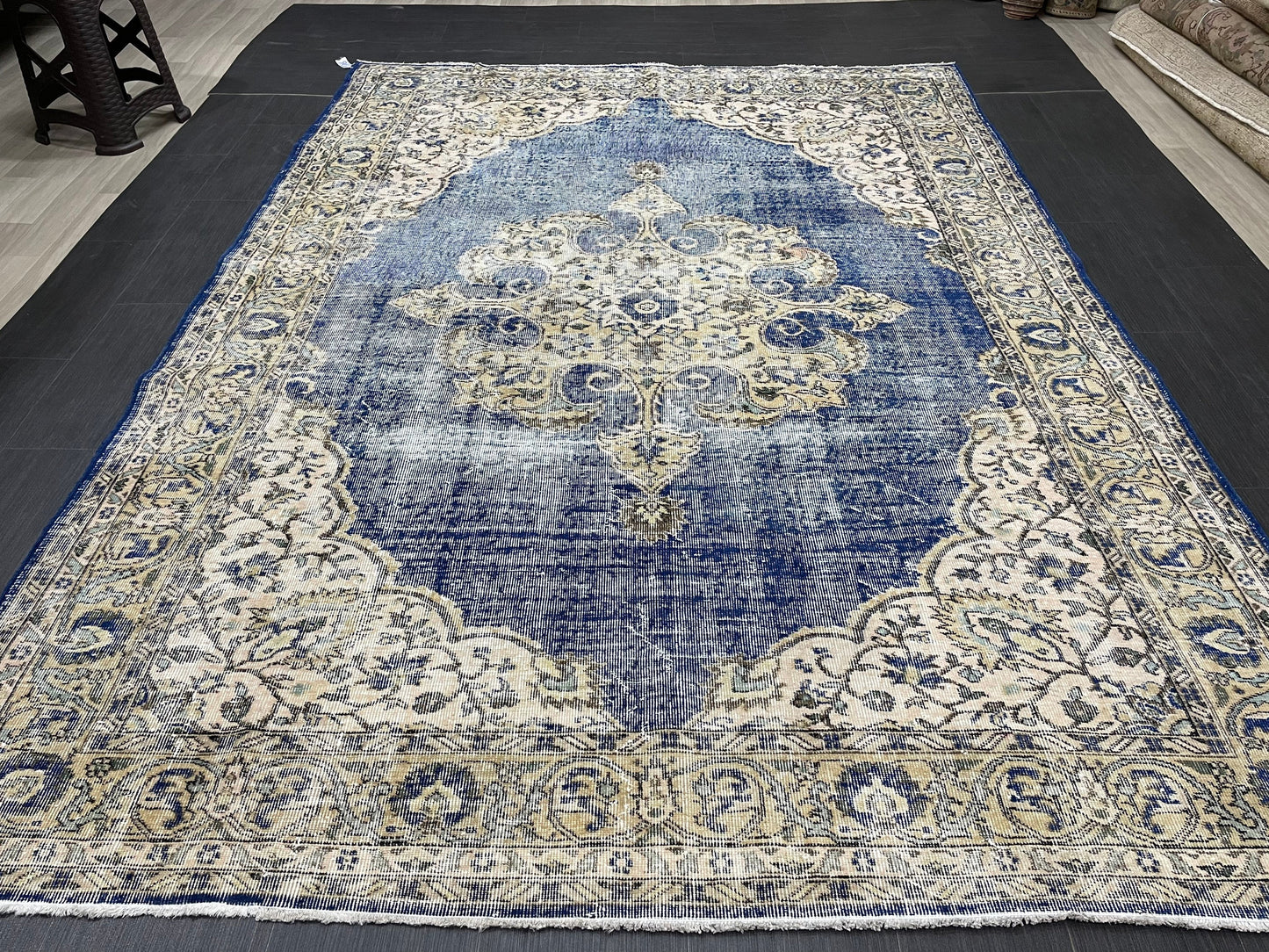 Large Distressed OUSHAK RUG 6.7 x 9.5 TURKISH Oriental Rug Vintage Persian Rug Vintage Rug Wool Oushak Rug Hand Made Rug Vintage Turkish Rug