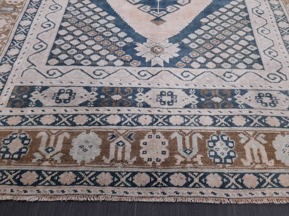 Wool Oushak Rug Vintage Rug Muted Vintage 5 x 6.8 Rug Wool Oriental Rug Hand Made Rug Vintage Turkish Rug 5x7 Muted Persian Wool Rug