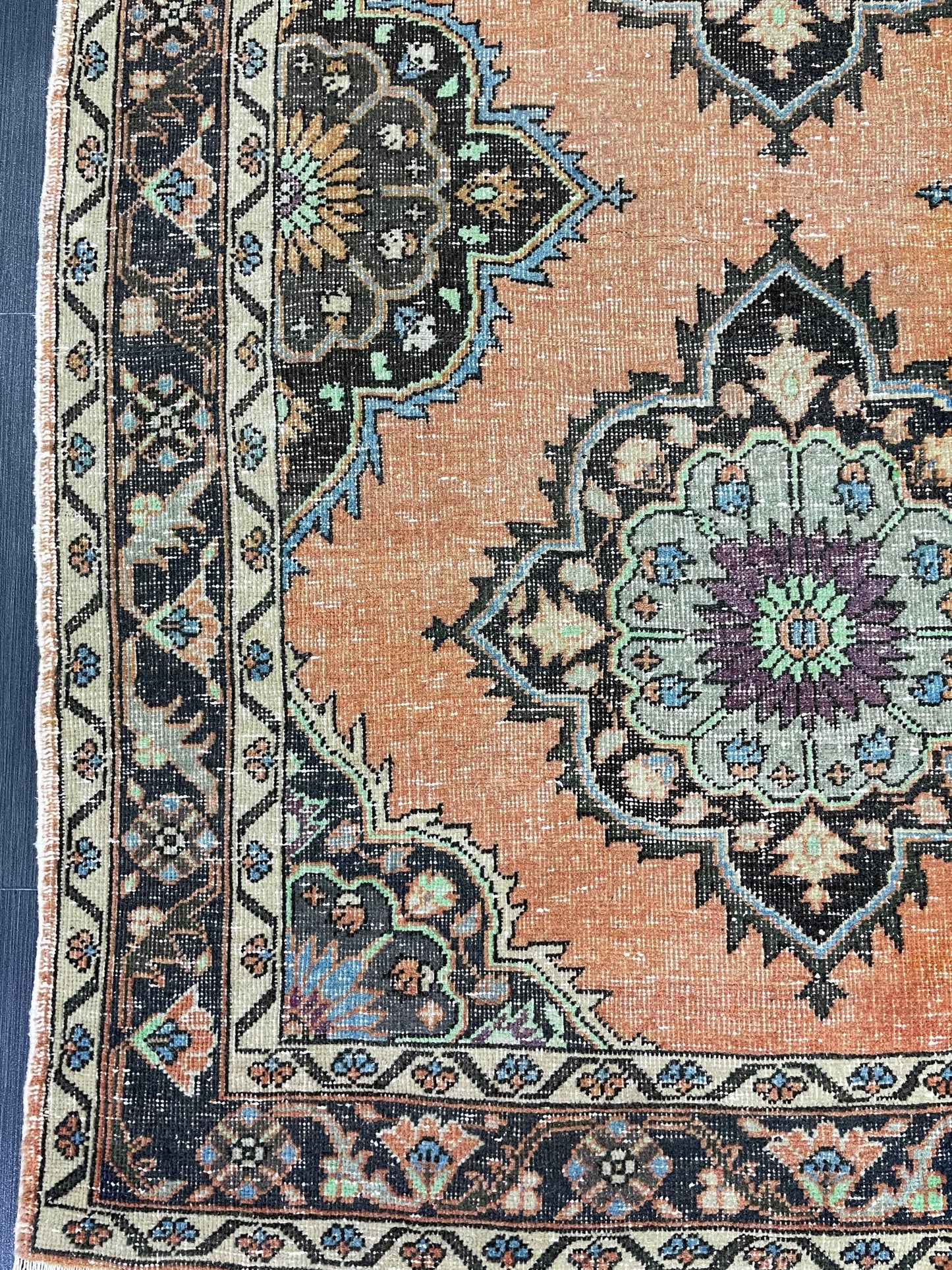 Vintage Turkish Rug 4.2 x 6.5 Handmade Wool Rug Muted Vintage Oushak Rug Wool Oriental Rug Hand Made Rug Vintage Rug Muted Persian Wool Rug