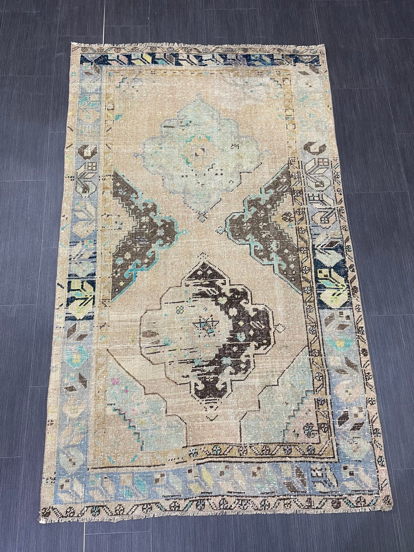 Muted 3.6 x 6 Rug Handmade Rug, Oushak Rug, Rustic Rug Hand Knotted Rug, Rug Runner, Turkish Rug, Farmhouse Rug, Vintage Rug, Wool rug