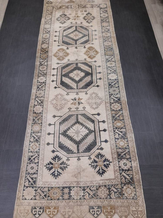 Muted Runner Rug Muted Turkish Runner Rug Vintage 4.5 x 13 Runner Rug Hallway Runner Rug Kitchen Runner Rug Oriental Runner Rug Wool Runner