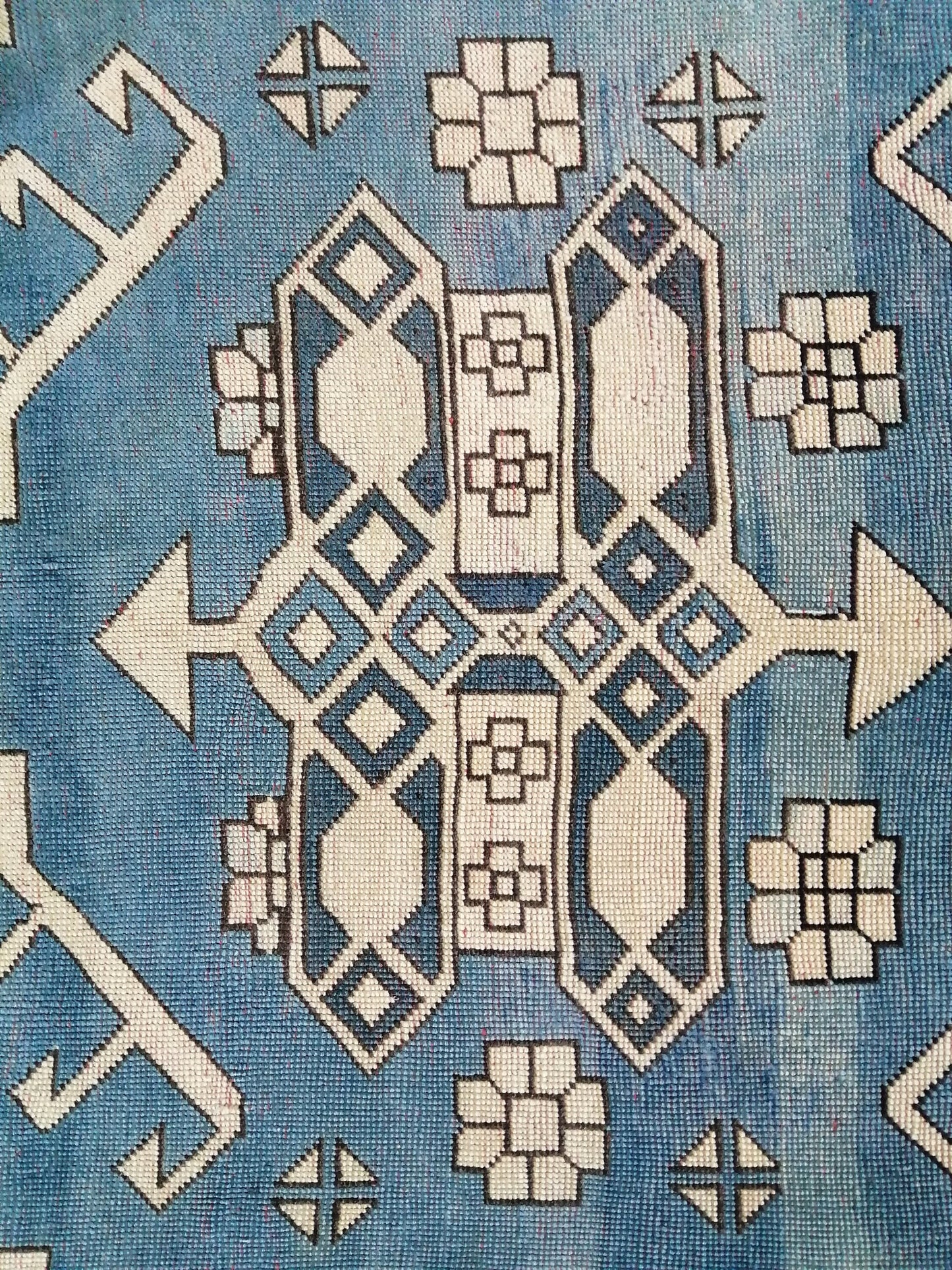 Blue Vintage Rug 7.2 x 10.6 Authentic Turkish Oushak Rug Hand Knotted Rug Rustic Rug, Wool Turkish Rug 7x10 Rug, Beige Oriental Rug 7x11 rug