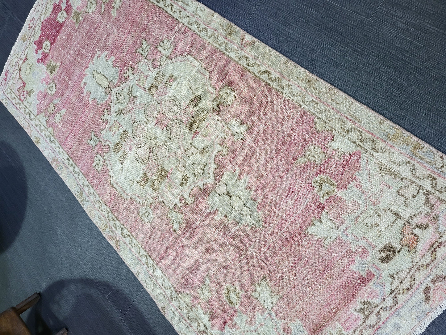 Vintage Rug, TURKISH 2.2 x 4.8 HANDMADE Rug, Vintage Persian Rug, Oushak Rug, Turkish Oushak Rug, Vintage Handknotted Rug, Wool Rug