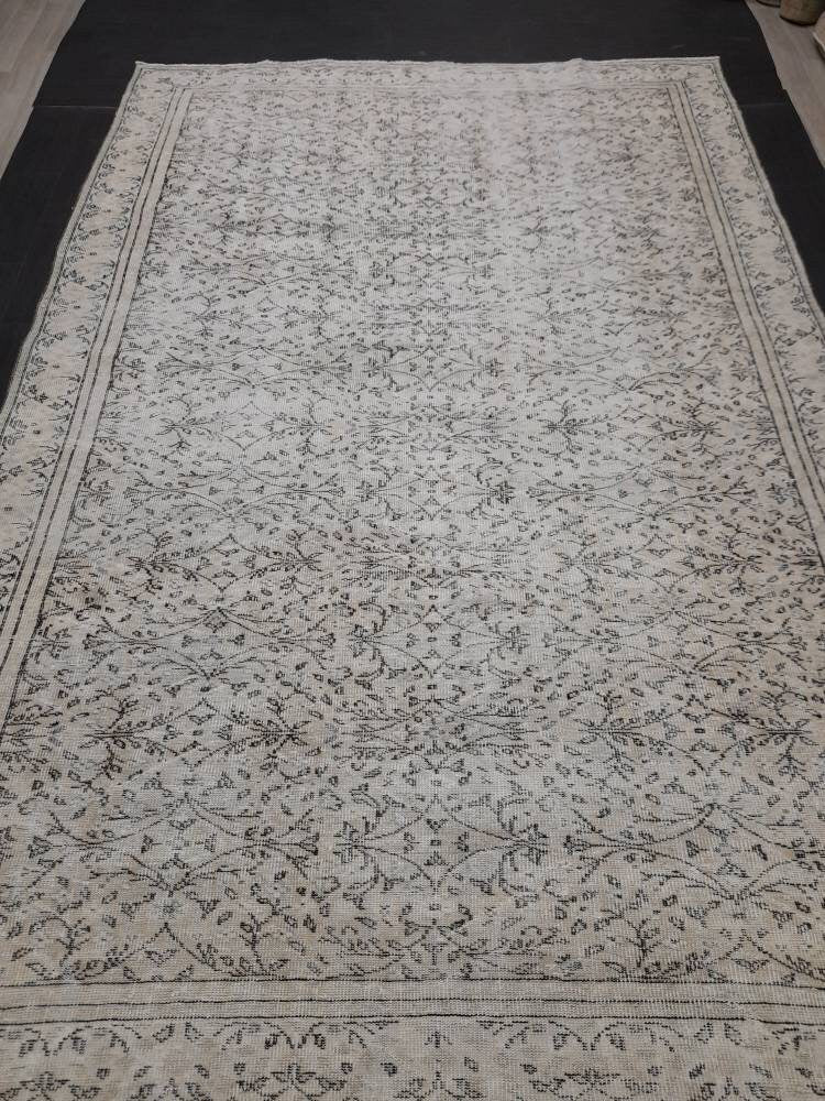 MUTED Large Vintage RUG 7.7 x 11.6 TURKISH Oushak Rug Vintage Oriental Rug Antique 8x12 Persian Hand Made Rug Distressed Turkish Rug