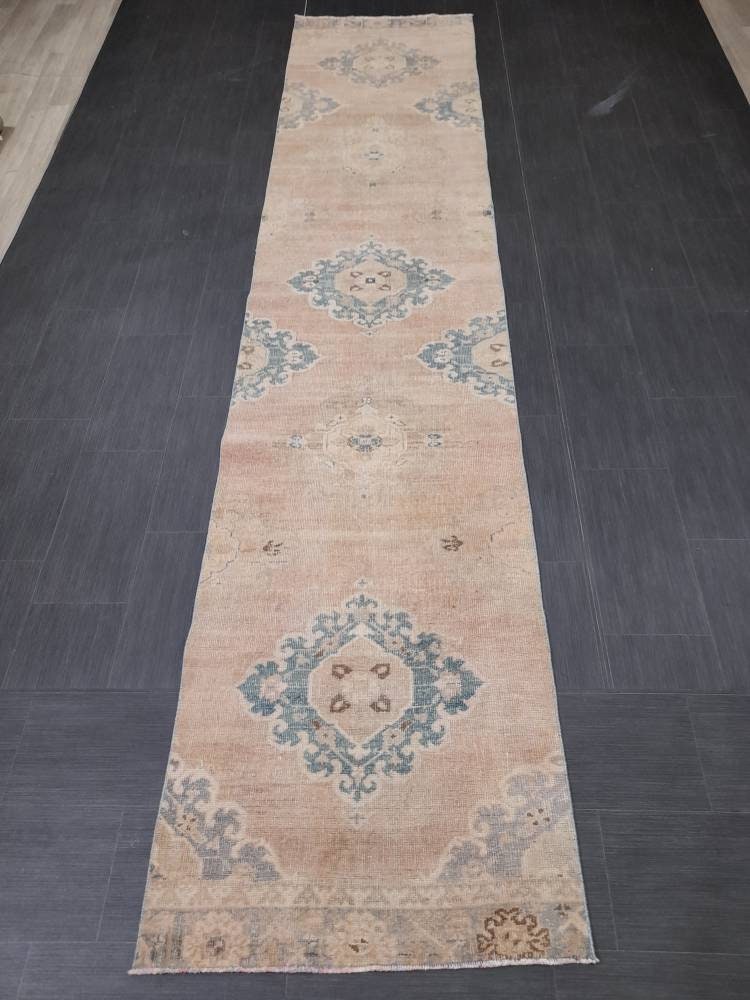 Muted Vintage Runner Rug 2.8 x 13 Muted Hallway Runner Kitchen Runner Rug Muted Staircase Runner Rug Muted Oushak Rug XĹ Turkish Runner Rug