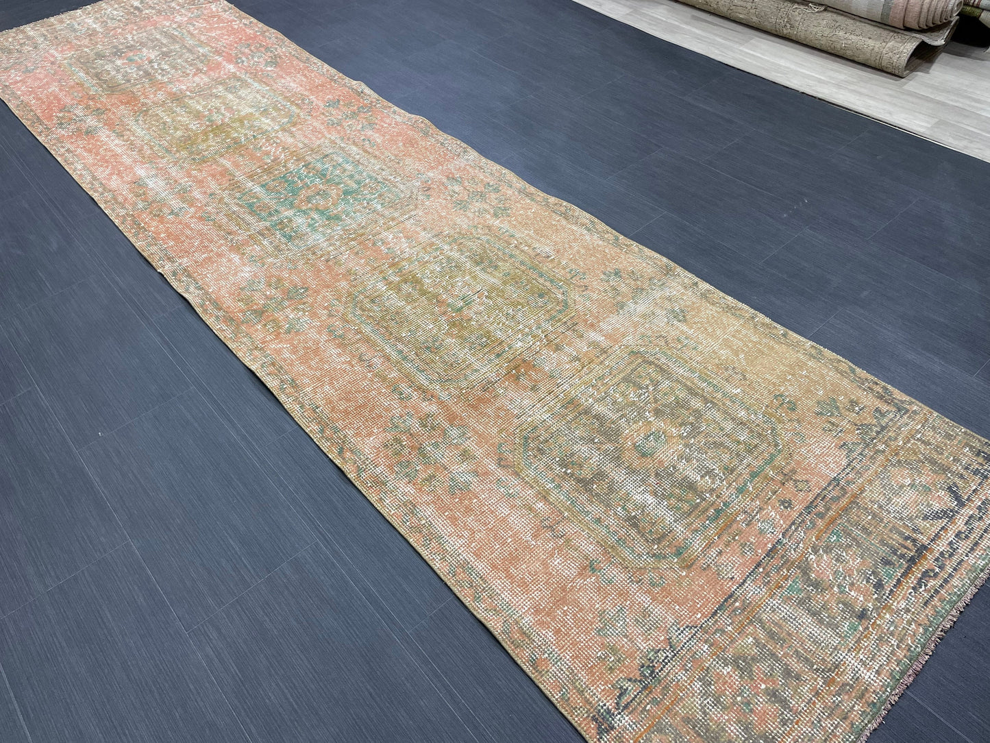 Turkish Runner Rug 3 x 11.4 Distressed Handmade Runner Rug Vintage Runner Rug Vintage Runner Rug Hallway Runner Rug Wool Kitchen Runner