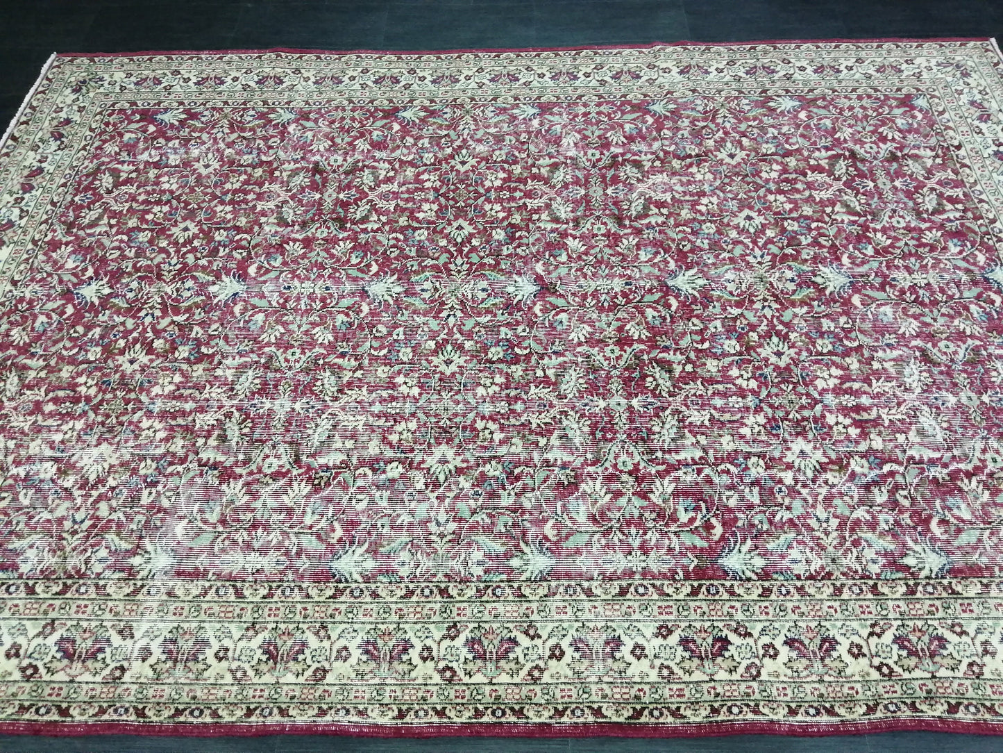 Large TURKISH Oushak Rug 6.7 x 9.7 Vintage Oushak Runner Rug Vintage Runner Rug Wool Oriental Rug Hand Made Rugs Turkish Rug