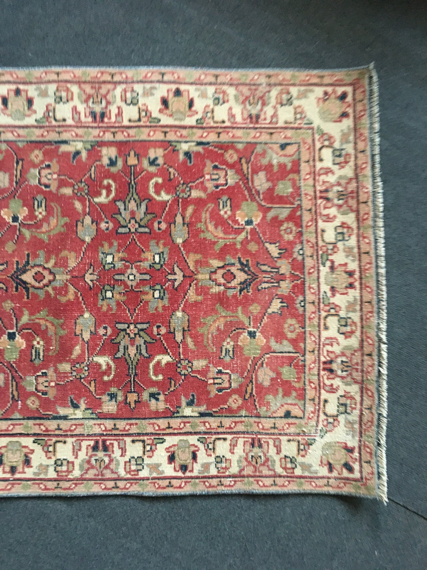 2.6x6.7 feet handmade floral living room area runner, vintage red retro kitchen runner, persian design long runner rug, old wool blue runner