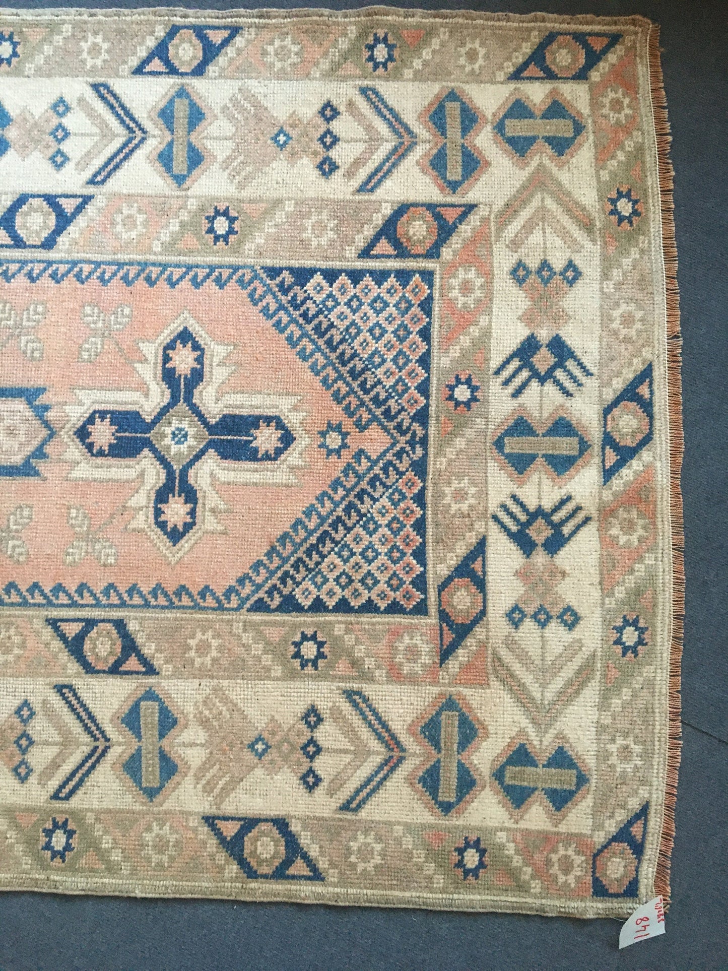 3.7x6.2 ft muted anatolian bedroom rug, vintage kitchen green floor rug, handmade wool blue turkish living room area rug, bathroom wide rug