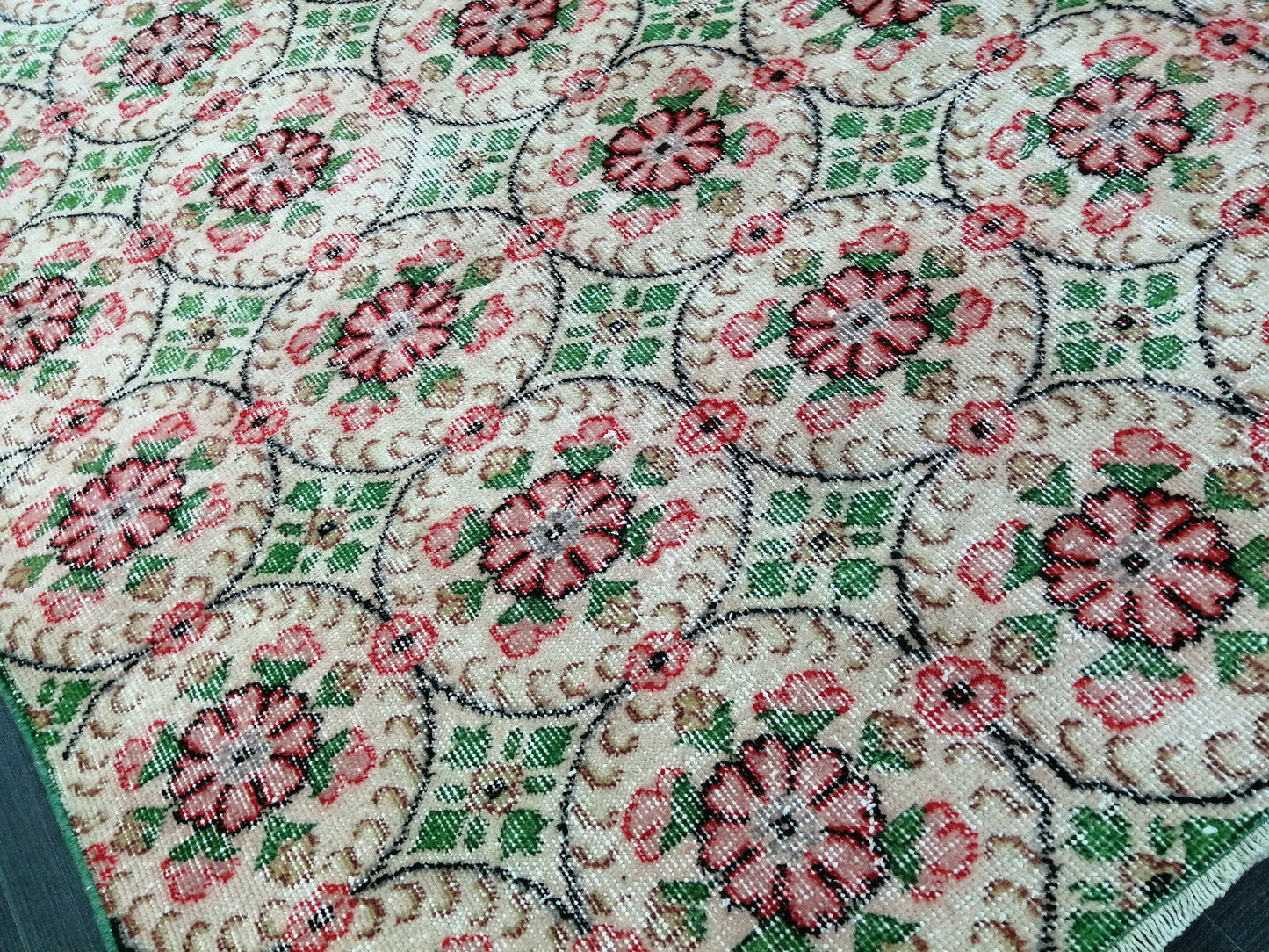 Green Floral Rugs, 8.5 x 5.3 Hand Made Rug, Oushak Rug, Rustic Rug, Boho Rug, Rug Runner, Turkish Rug, Farmhouse Rug, Vintage Rug, Wool rug