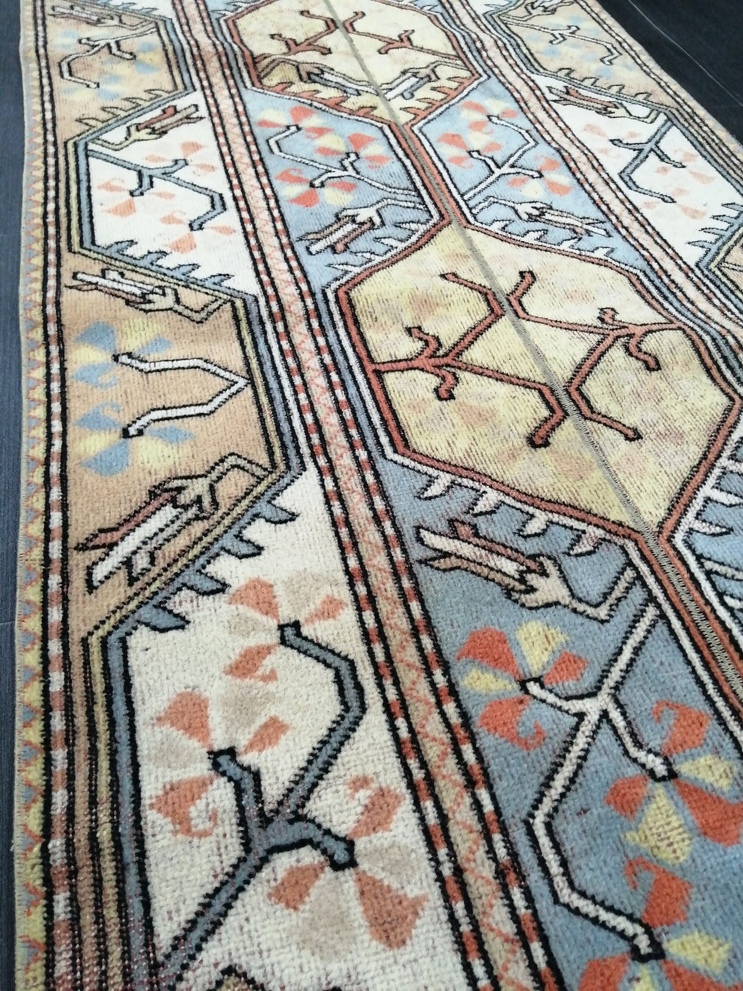 3 x 8.9 Runner Rug Handmade Patchwork Runner Rug Vintage Runner Rug Hallway Runner Rug Kitchen Runner Rug Wool Runner Rug Wool Oushak Rug