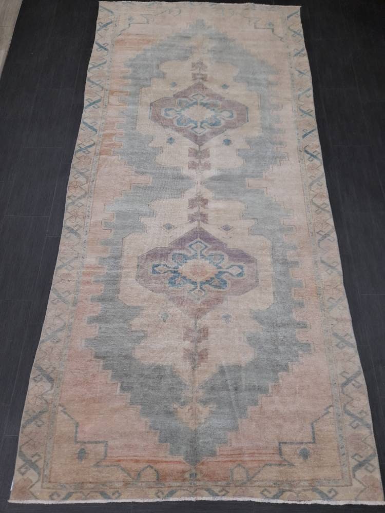 Vintage Wool Rug 5 x 10.8 Turkish Oushak Rug Muted Rug Muted Vintage Turkish Rug Oriental Rug, Vintage Rug Soft Wool Rug