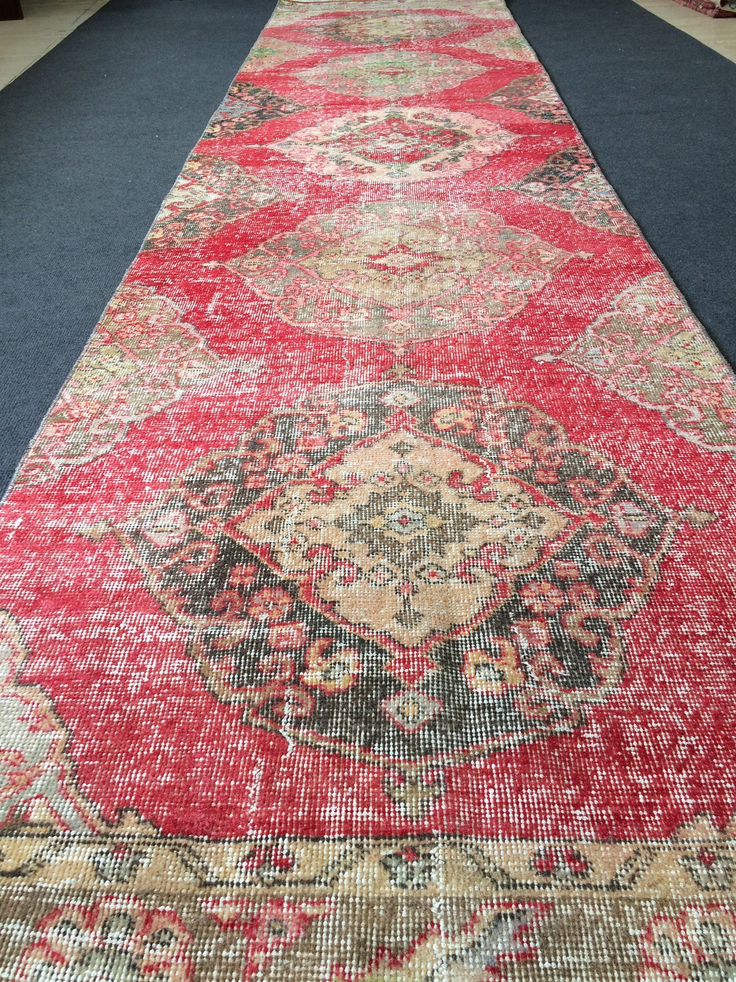 12 x 2.9 Vintage Runner Rug Oushak Runner Rug Turkish Runner Rug Hallway Runner Rug Kitchen Runner Rug Wool Runner Rug Wool Oushak Rug