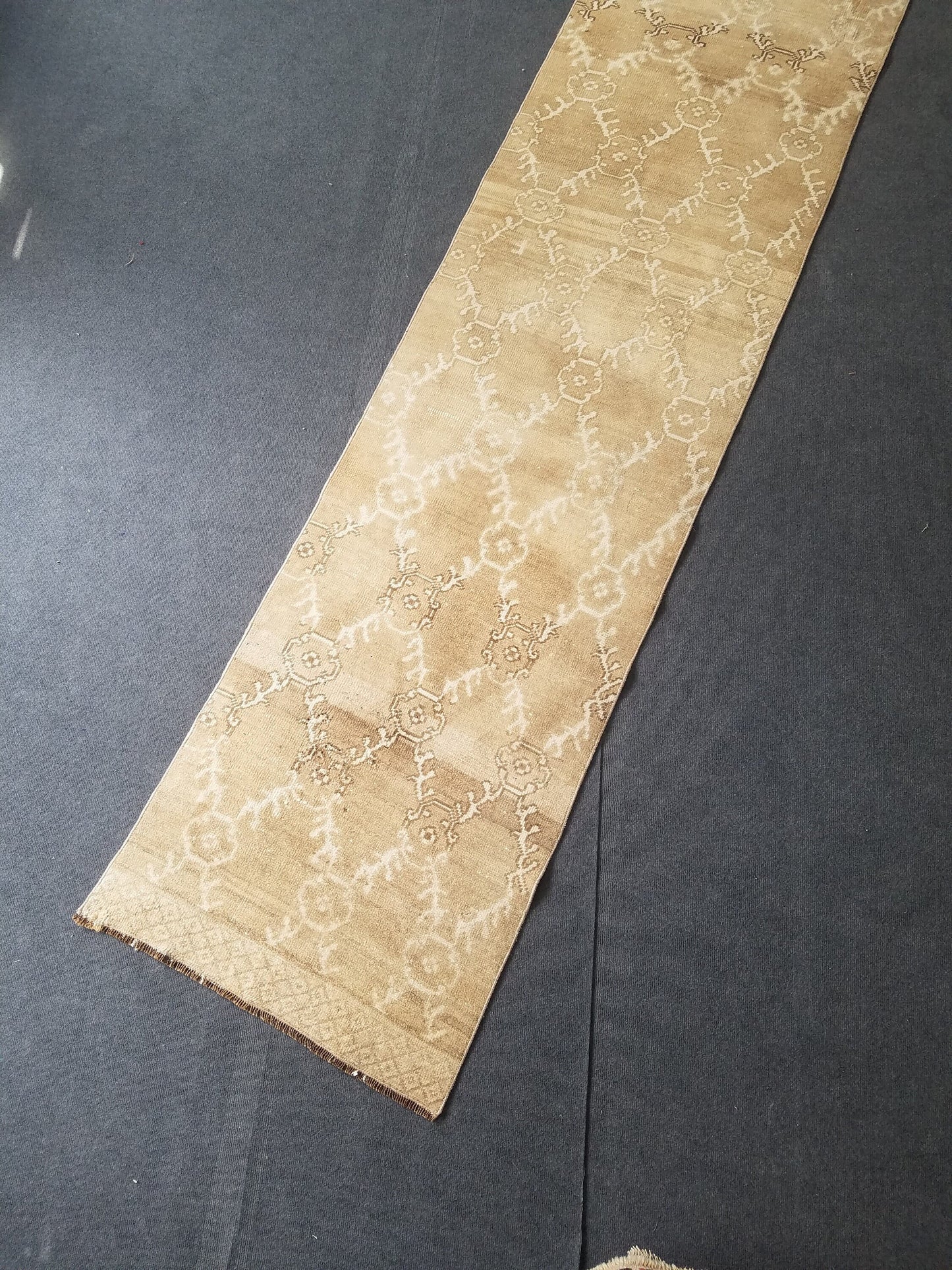 Oushak runner rug, earth tone runner rug, 2'8x11'5 ft