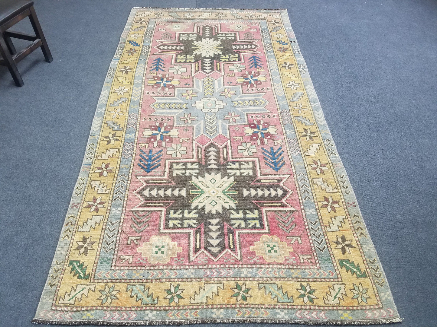 Oushak wool rug, turkish rug vintage rug 3'9x6'3 vintage oushak, rug unique hand made rug kitchen rug bohemian rug