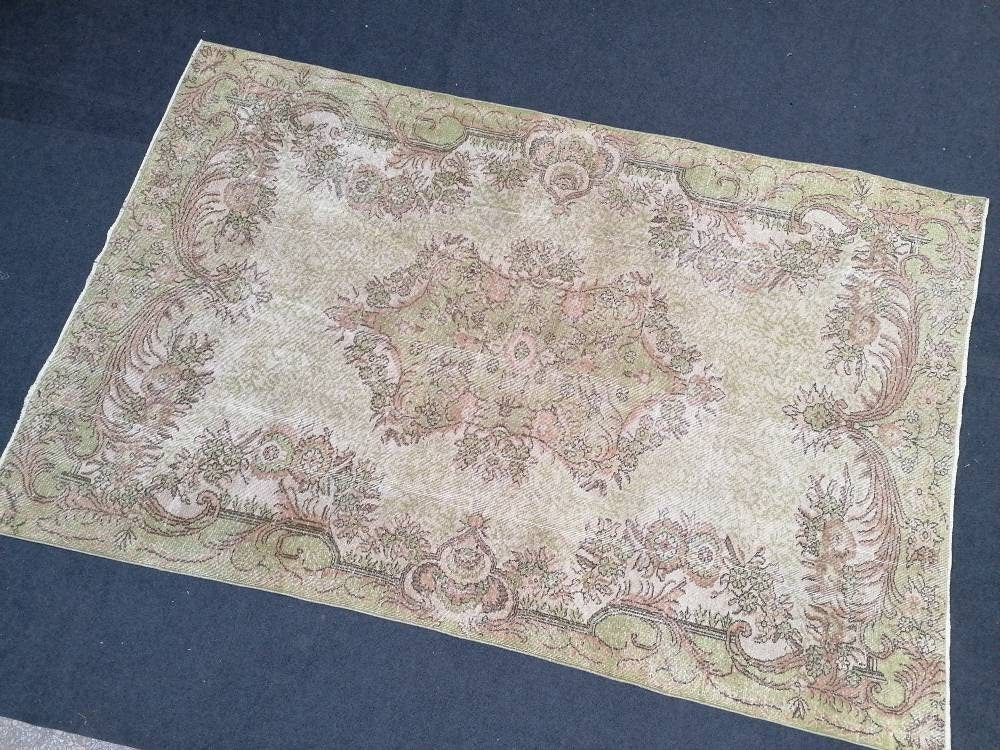 10'x6'6 large vintage rug, oushak turkish rug, floor rug, living room rug