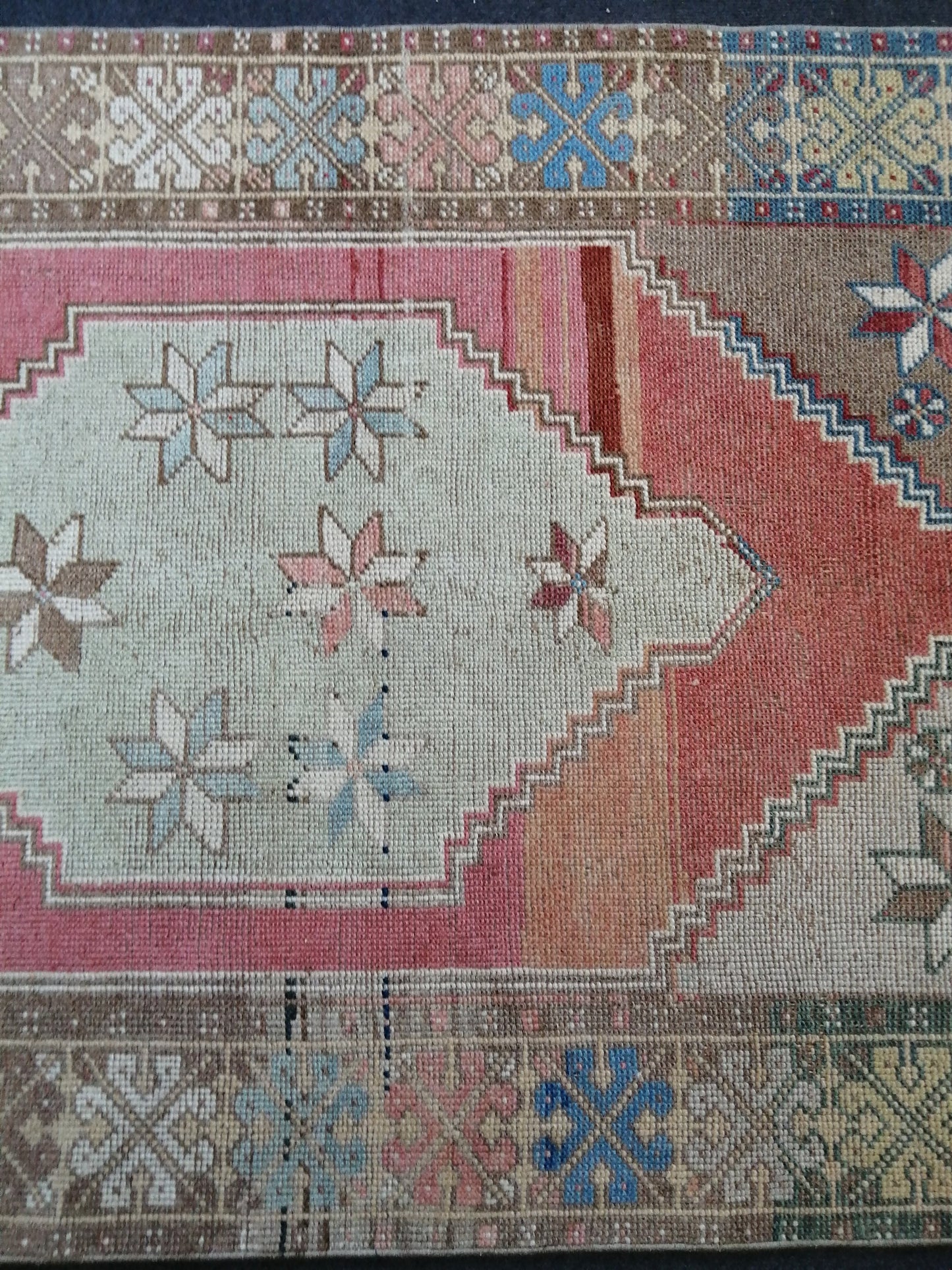 7 x 3.7 vintage Rug Oushak Rug Turkish Rug Blue Hand Made Rugs Oriental Rug Wool Rug