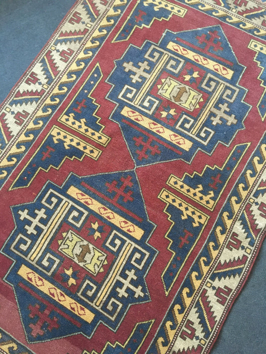 4x6.5 feet handmade anatolian large rug, vintage dark colors bedroom area rug,
