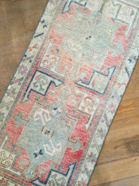 1.7 x 3.6 turkish small rug, vintage bathroom rug, oushak bedroom rug,