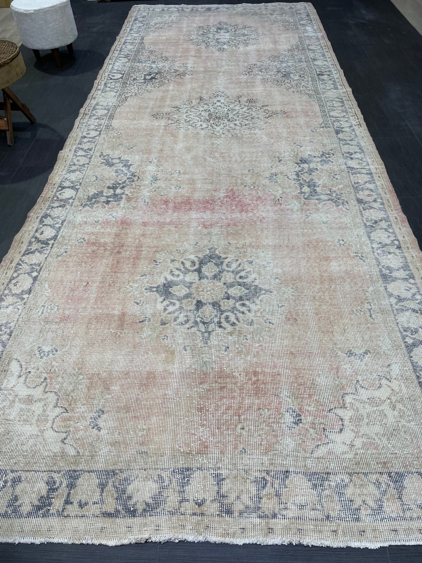 Muted Distressed Runner Rug, Antique Turkish Runner 5x13 Rug Vintage Runner Rug Hallway Runner Rug Kitchen Runner Rug Wool Handmade Runner