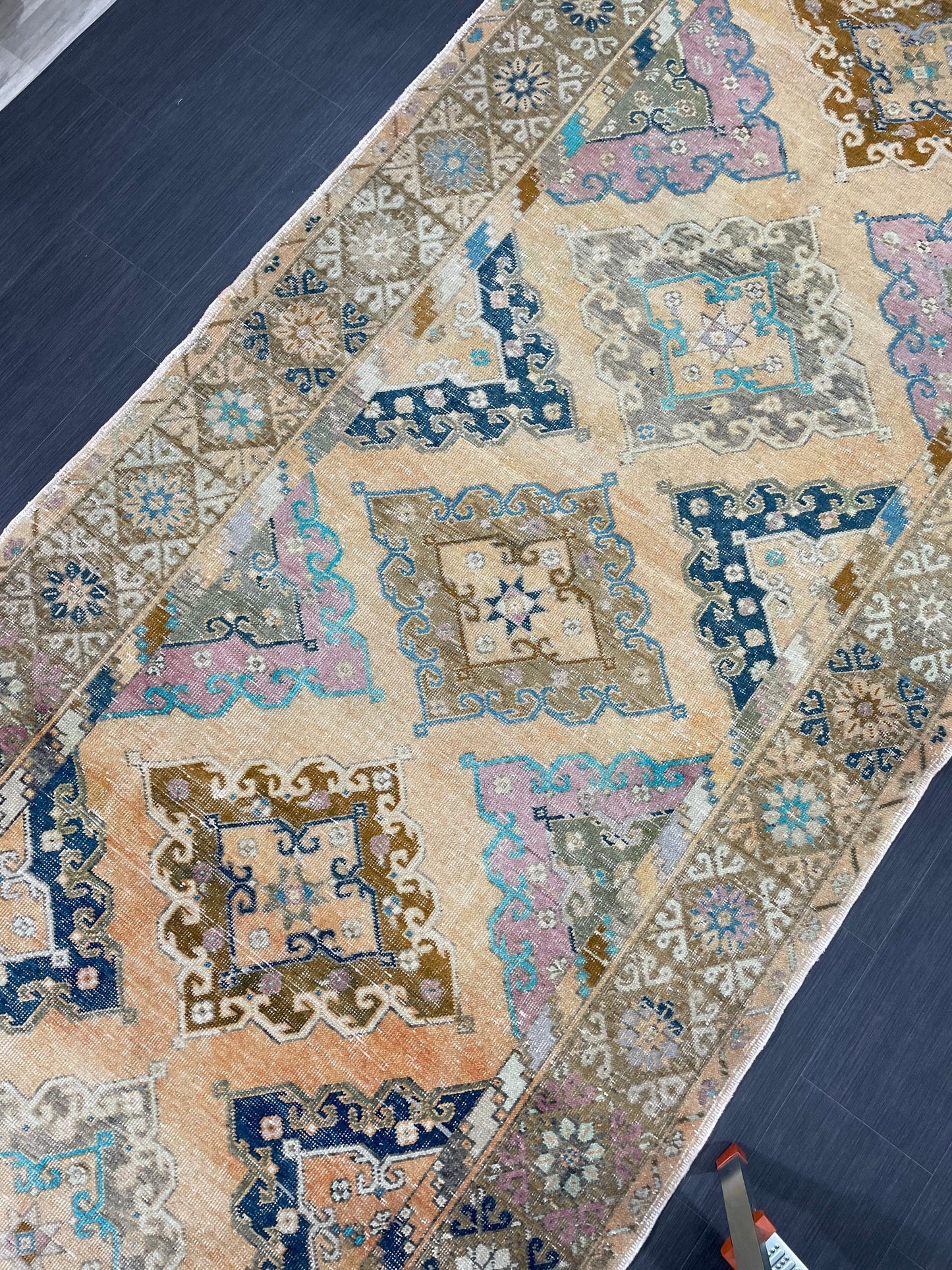 Vintage Hand Knotted Vintage 5 x 13.2 Runner Oushak Runner Rug Turkish Runner Rug Vintage Runner Rug Star Kitchen Runner Natural Wool Runner