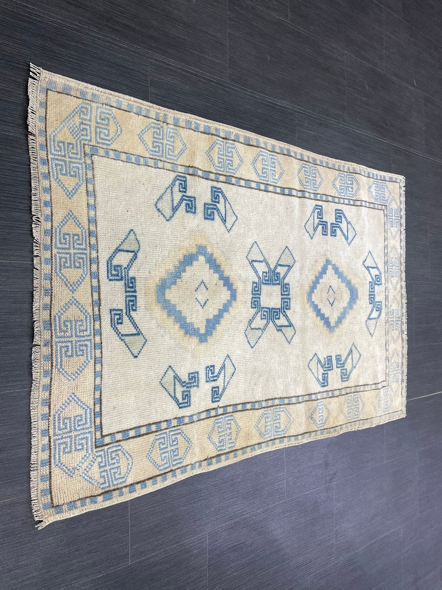 Oriental Wool RUG TURKISH Rug 3 x 4.4 ft Vintage Oushak Rug Vintage Persian Rug Wool Oushak Rug Handmade Vintage Turkish Rug