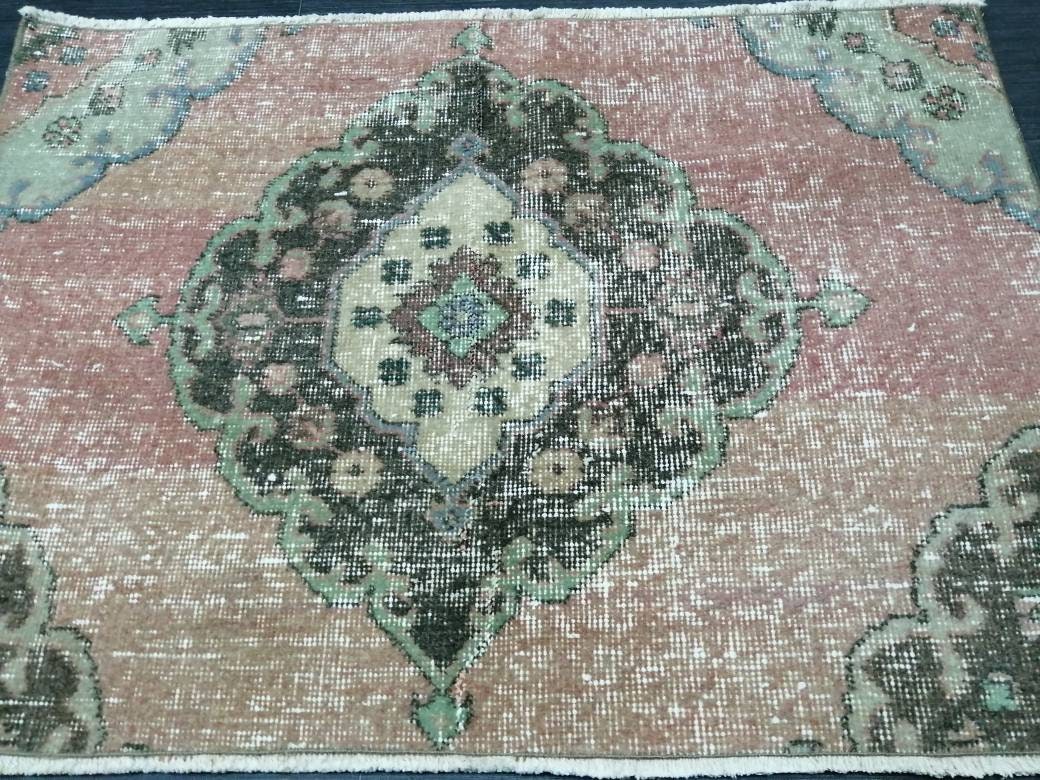 Small Oushak Rug 3.2 x 2.3 Turkish Rug Distressed Rug Wool Oushak Rug Vintage Rugs Boho Rug