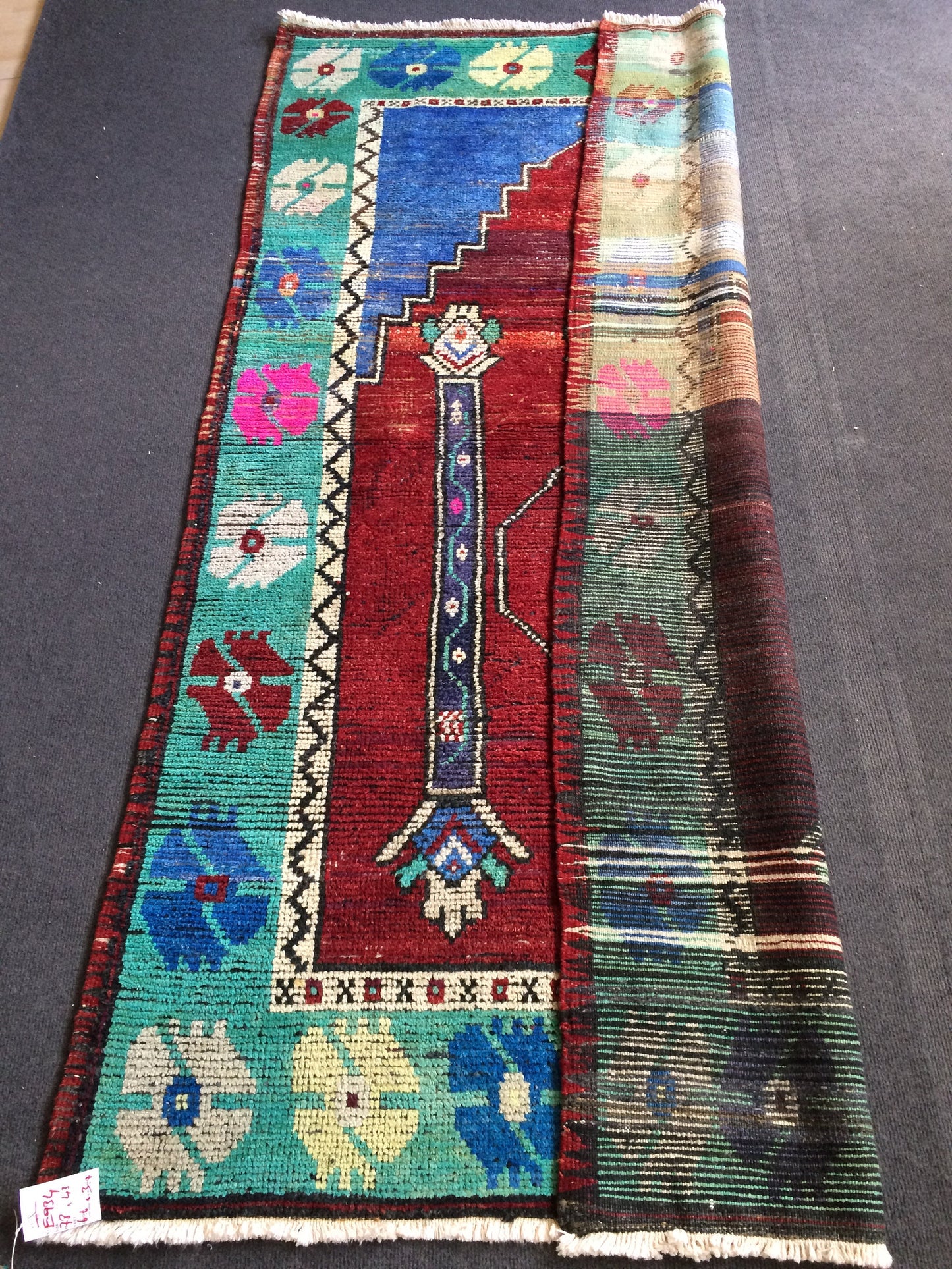 OUSHAK RUG TURKISH Rug Floral Low Pile Tulu Rug Oushak Runner Rug Vintage Shaggy Rug Wool Oushak Rug Hand Made Rugs Vintage Turkish Rug