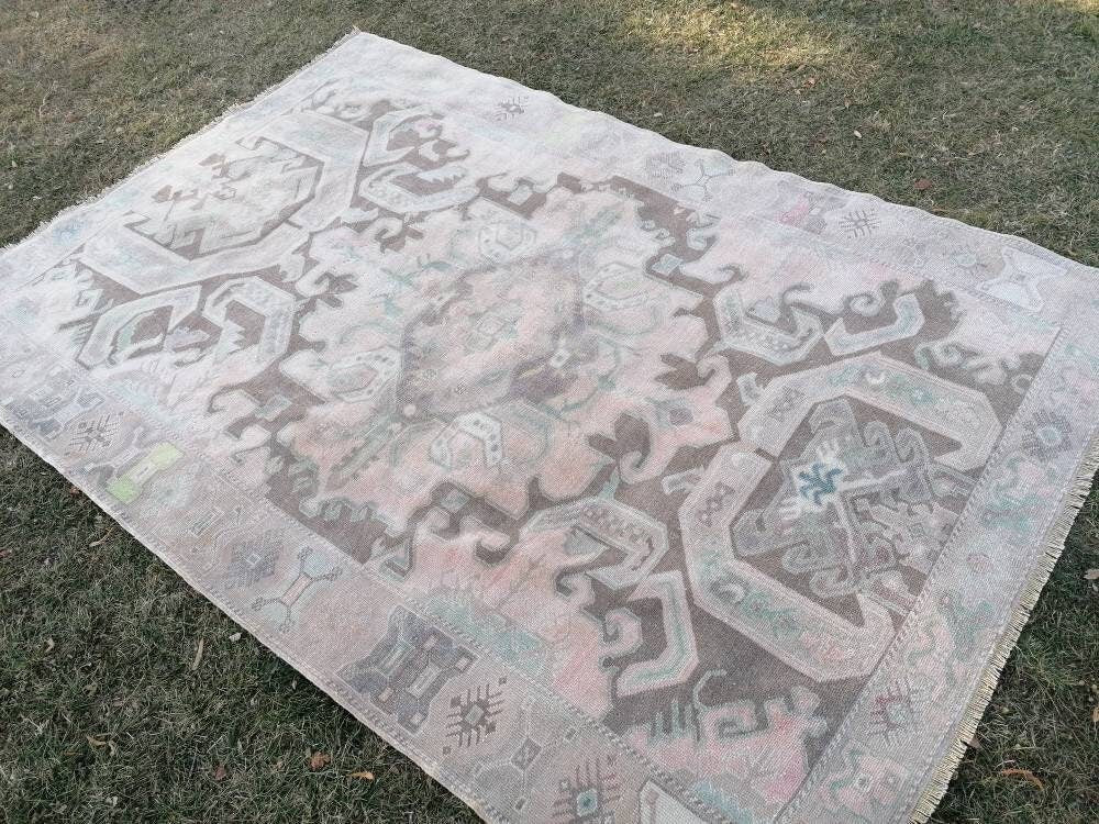 Oushak turkish rug 6x8'10 vintage anatolian rug,unique hand made bohemian rug