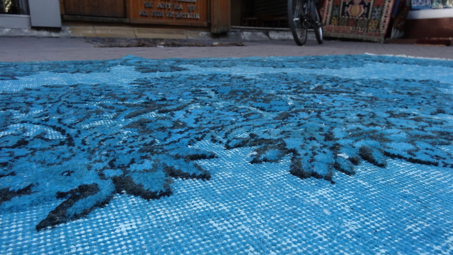 TURQUOISE RUG, Vintage Oushak Rug, Wool Oushak Rug, Oushak Rug, Turkish Rug, Bohemian Rug, Wool Rug, living Room Rug