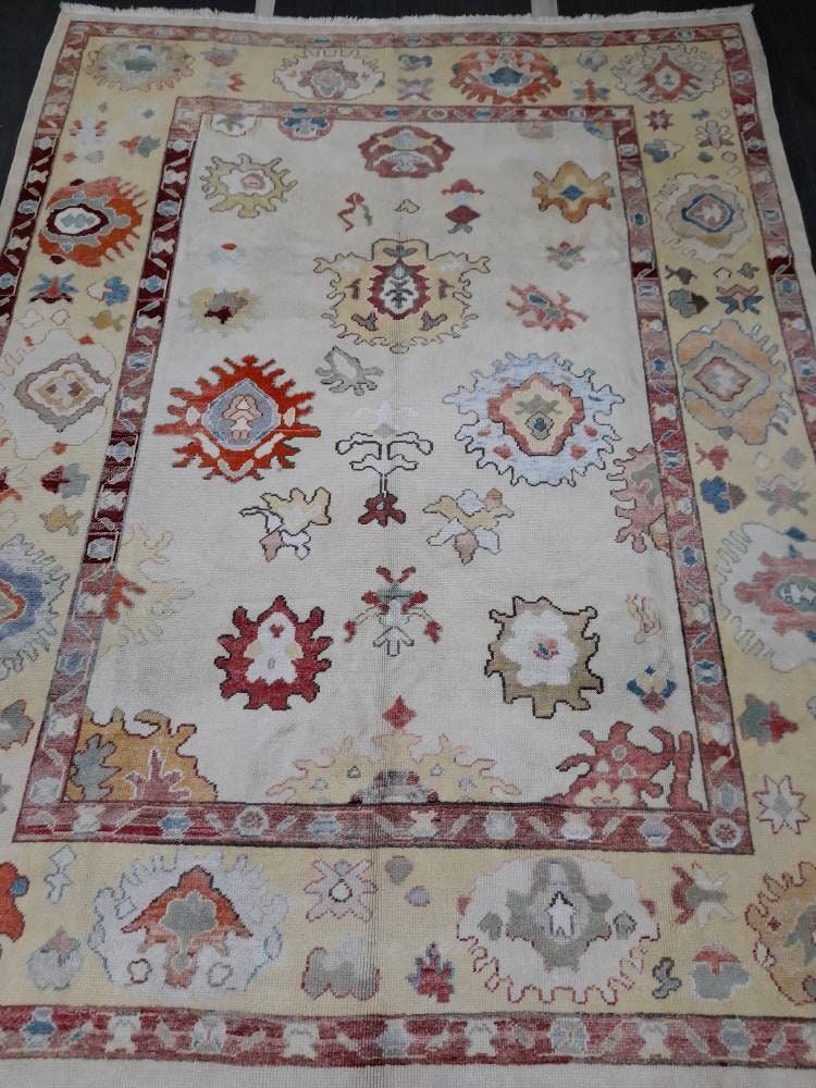 8.4 x 11 Muted OUSHAK RUG TURKISH Oushak Rug Muted Oushak Rug Vintage Rug Wool Oushak 9x12 Rug Hand Made Rug Authentic Oushak Rug