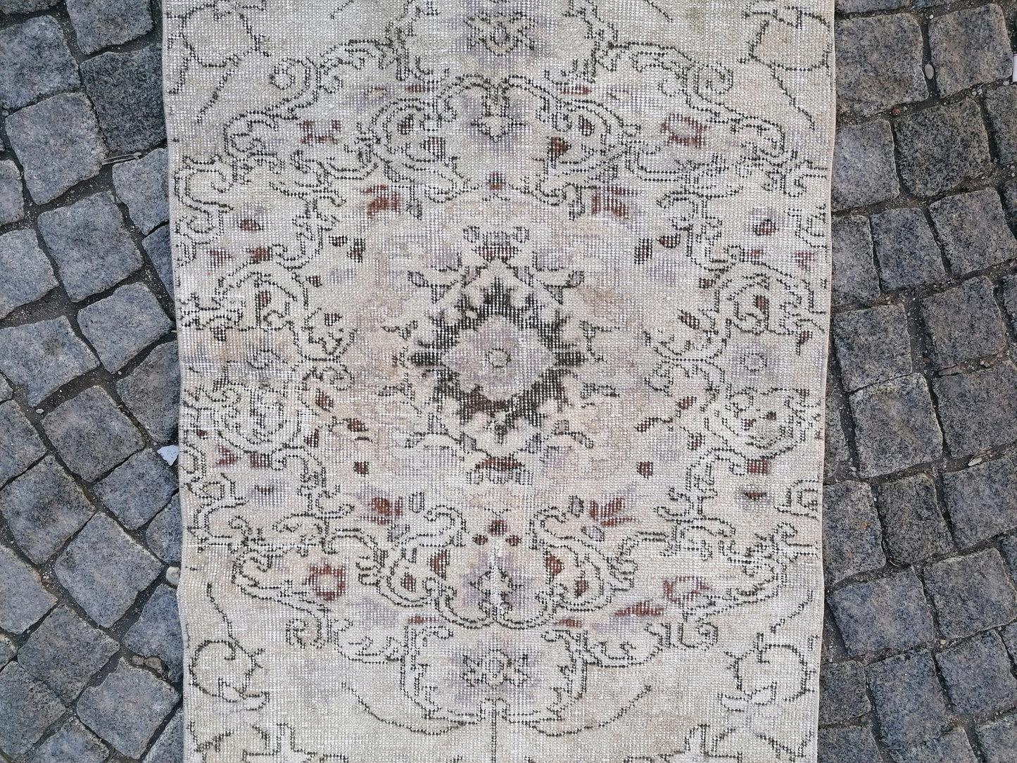 Faded turkish runner rug, hallway runner 2'7x9'5 neatural vintage wool runner, vintage handmade runner kitchen runner