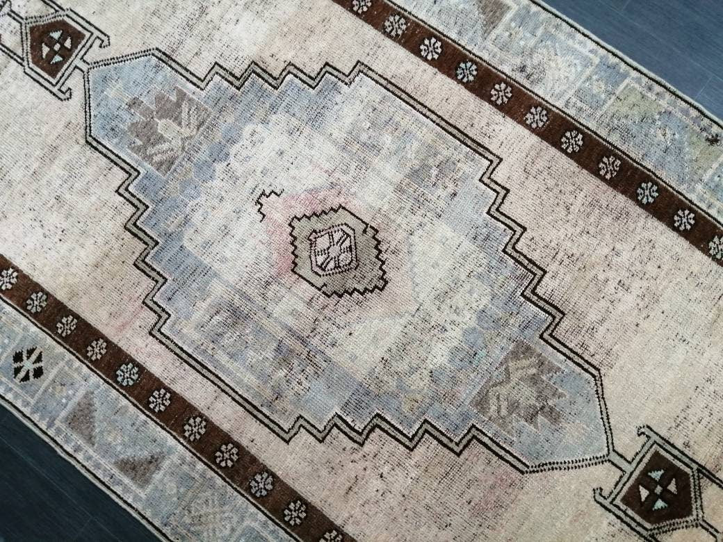 Oushak Runner Rug 4 x 11.2 Turkish Runner Rug Vintage Runner Hallway Runner Rug Kitchen Runner Rug Muted Runner Rug Oriental Runner Carpet