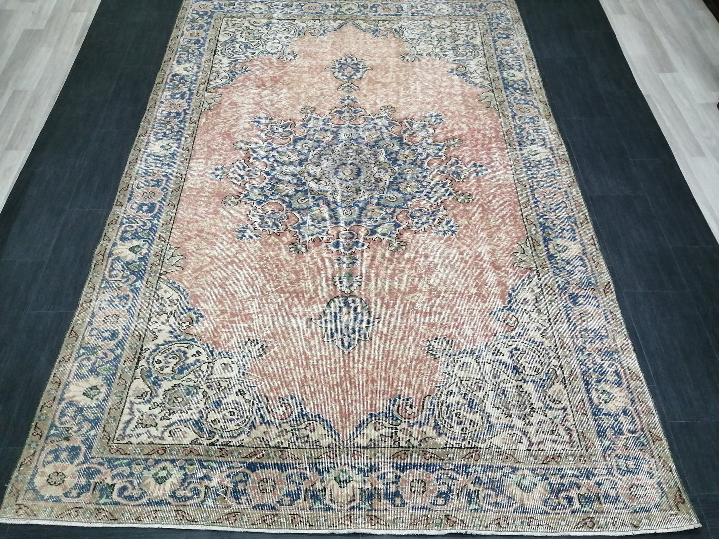 Vintage Rugs 6.3 x 9.5 TURKISH HAND MADE Rugs Vintage Turkish Rug Oriental Rug, Turkish Oushak Rug, Vintage Oushak Rug, Wool Rug