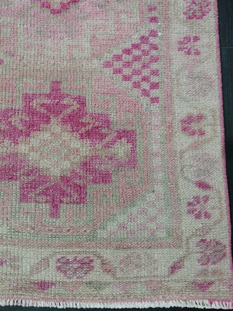 Oriental Runner Rug Muted Turkish Runner Rug 2.2 x 10.4 Pink Vintage Runner Rug Hallway Runner Rug Muted Persian Runner Rug Wool Runner Rug