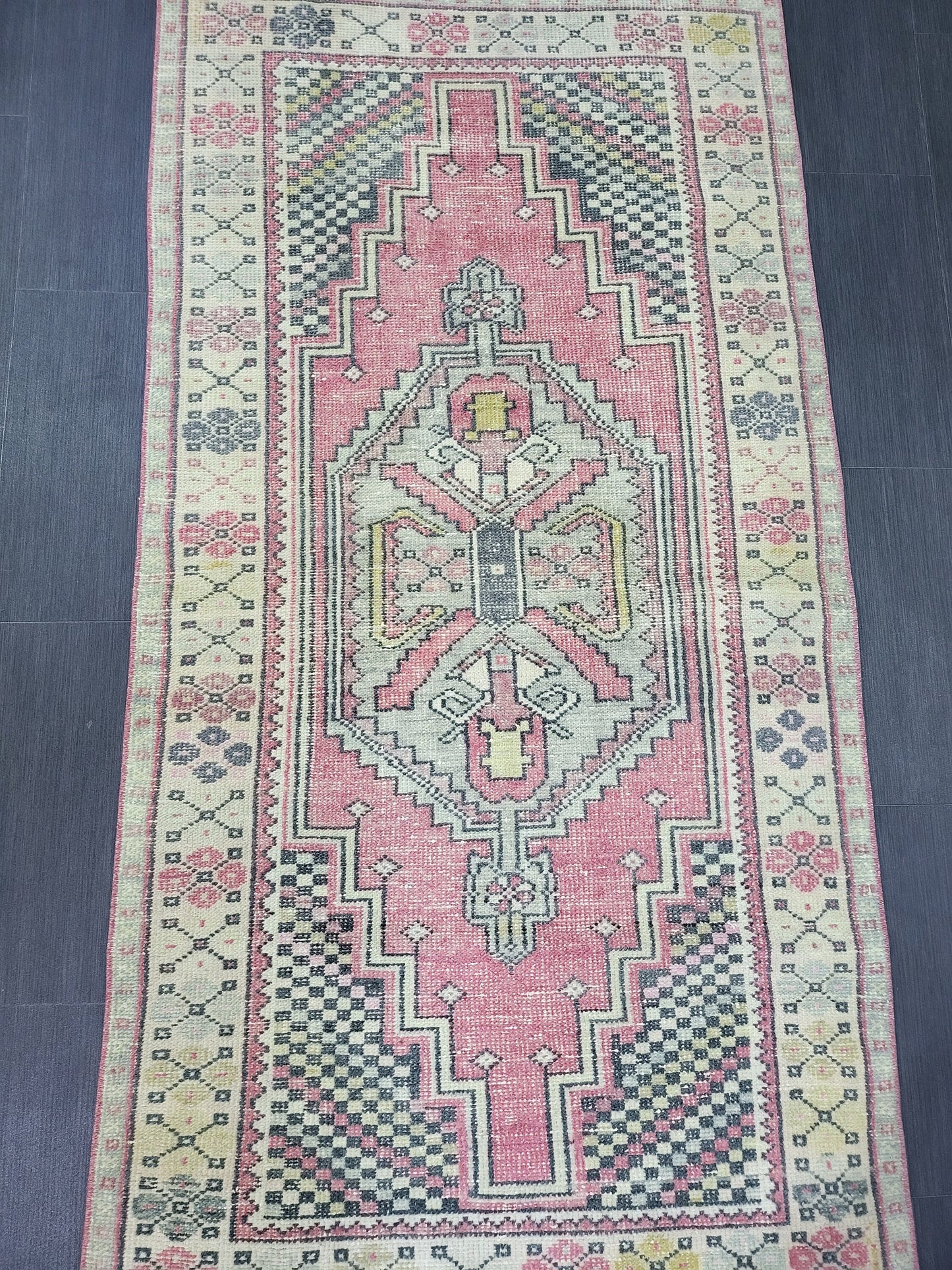 3.4 x 6.6 OUSHAK RUG, TURKISH Oushak Rug, Vintage Oushak Rug, Vintage Runner Rug, Wool Oushak Rug, Handmade Rugs, Vintage Turkish Rug