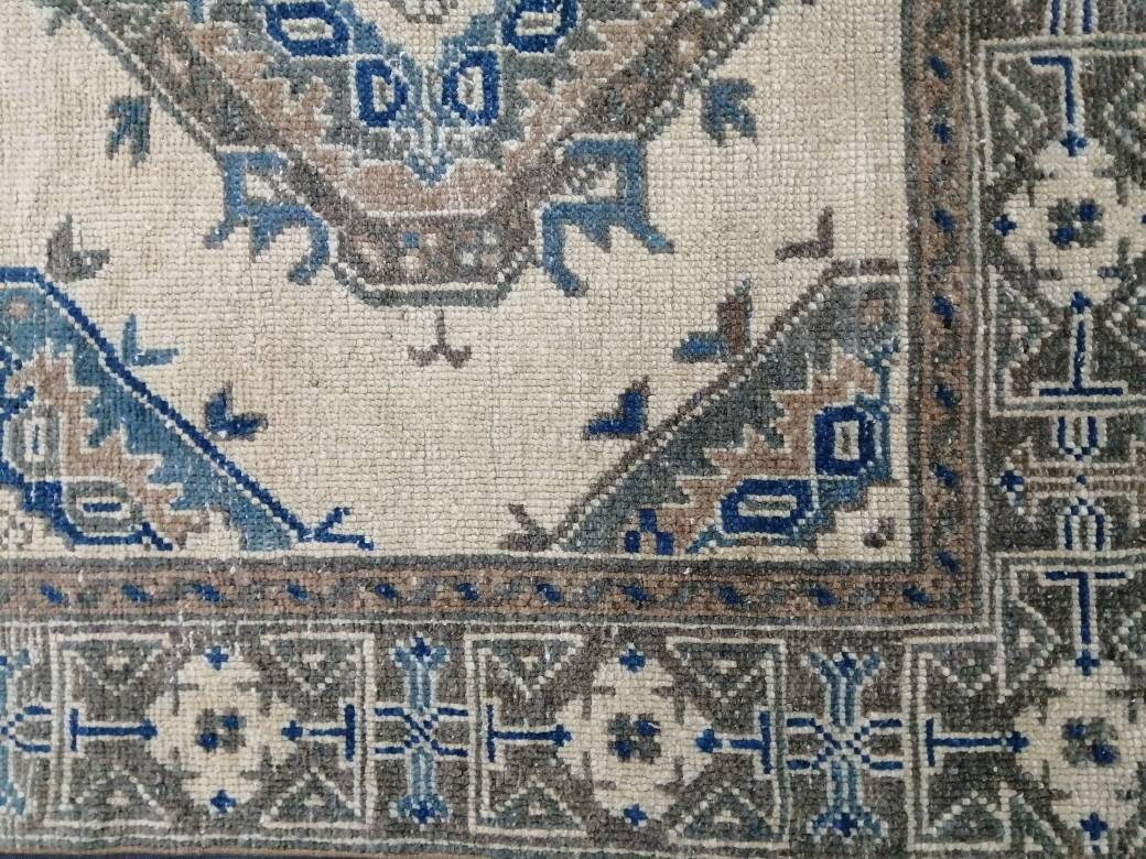 Antique Oushak Runner Rug Turkish Runner Rug Vintage Runner Rug 11.9 x 4.9 Hallway Runner Rug Antique Oriental Runner Rug Blue Beige Runner