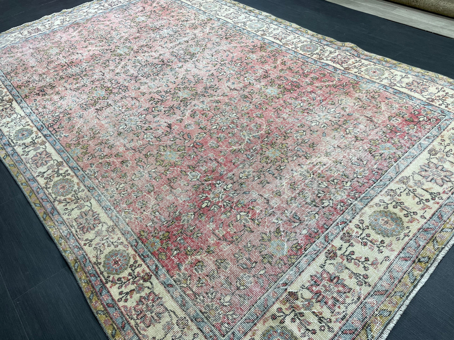 Oriental Vintage 6.6 x 10.6 Rug Vintage Hand Knotted Rug Wool Oushak Rug Hand Made Rugs Vintage Turkish Rug Persian Rug Distressed Rug