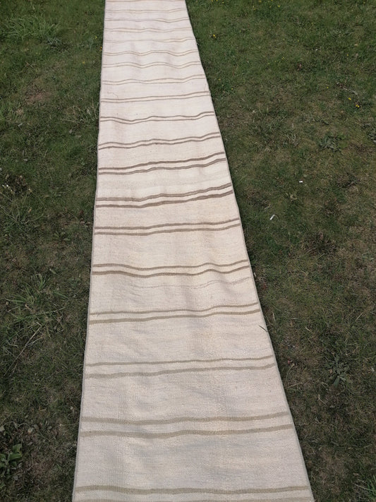2.2x26 Neutral vintage runner rug , extra long flat woven kilim runner, oriental runner rug, vintage handmade rug