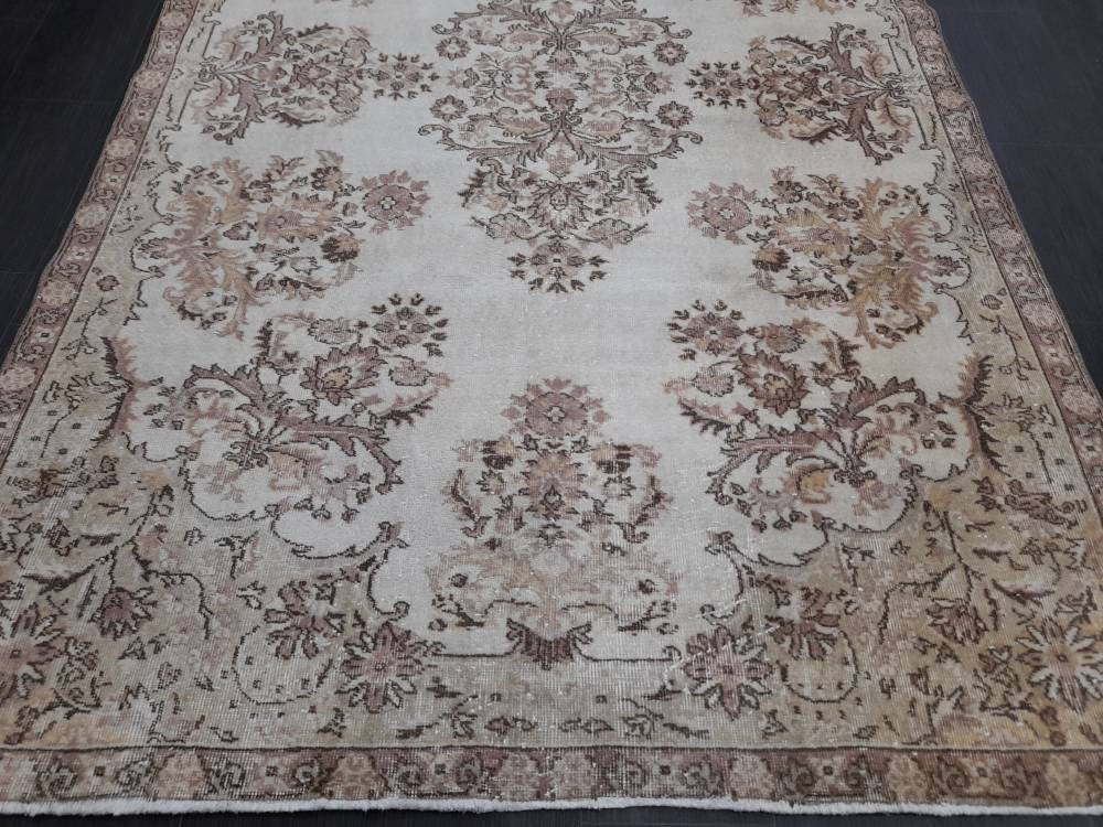 6.2 x 9.8 Oushak Runner Rug Turkish Runner Rug Vintage Runner Rug Hallway Runner Rug Kitchen Runner Rug Wool Runner Rug Wool 6x10 Rug