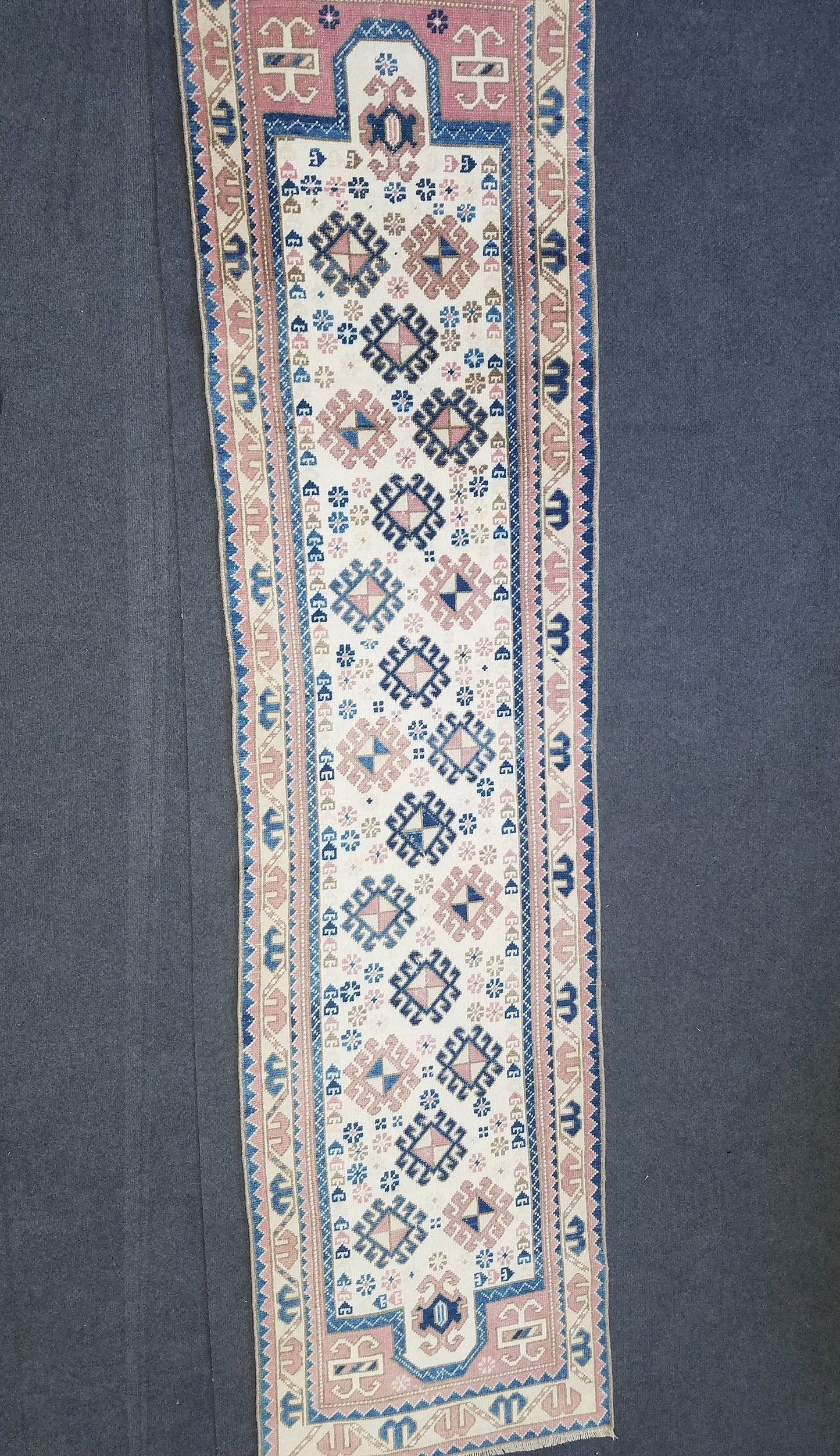 2.3 x 9 turkish runner rug - vintage runner rug, oushak handmade rug - kitchen rug