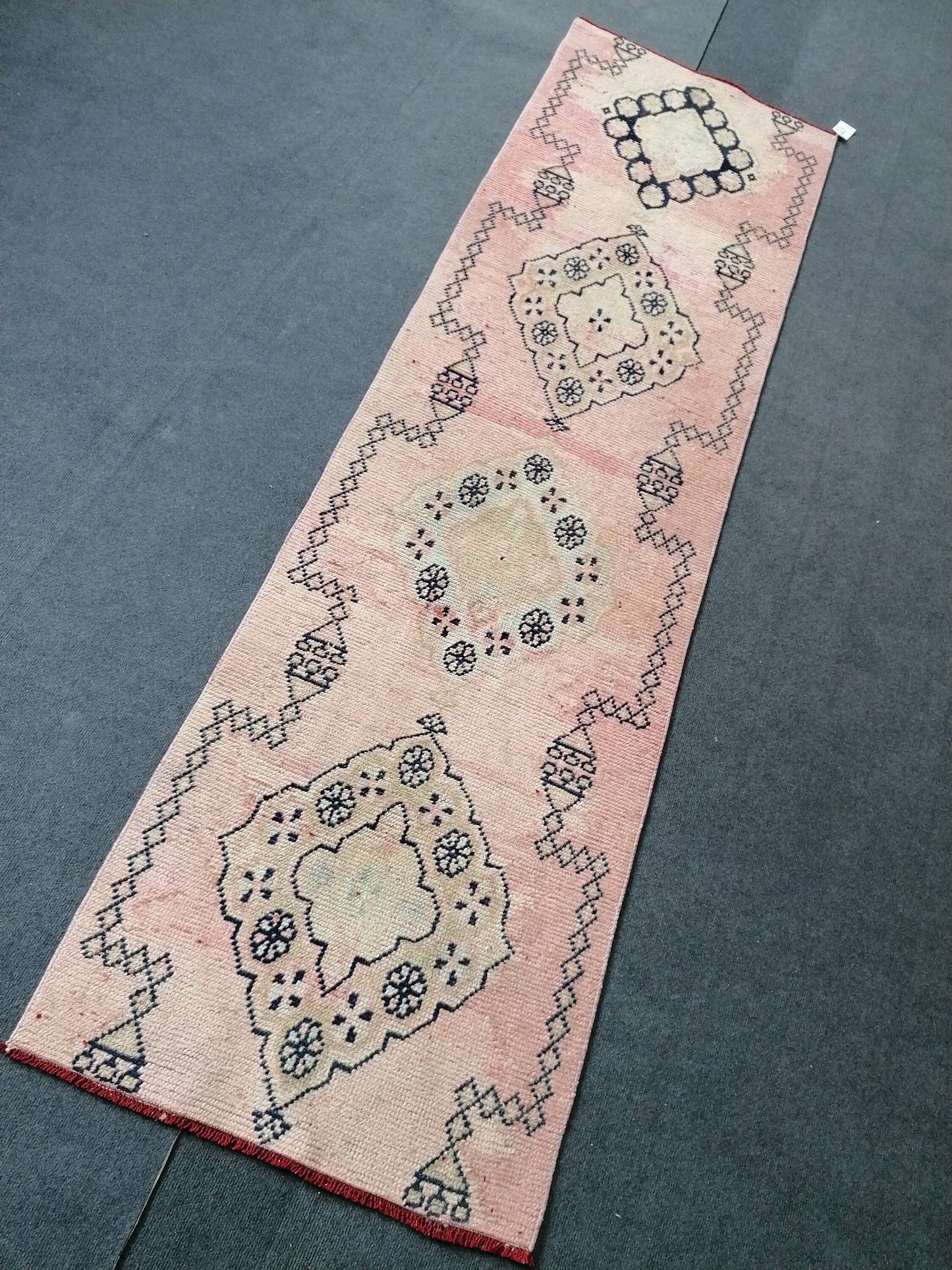 2'4x8'3 wool runner rug, hallway runner rug, vintage kitchen runner, turkish runner, oushak runner rug, bohemian rug