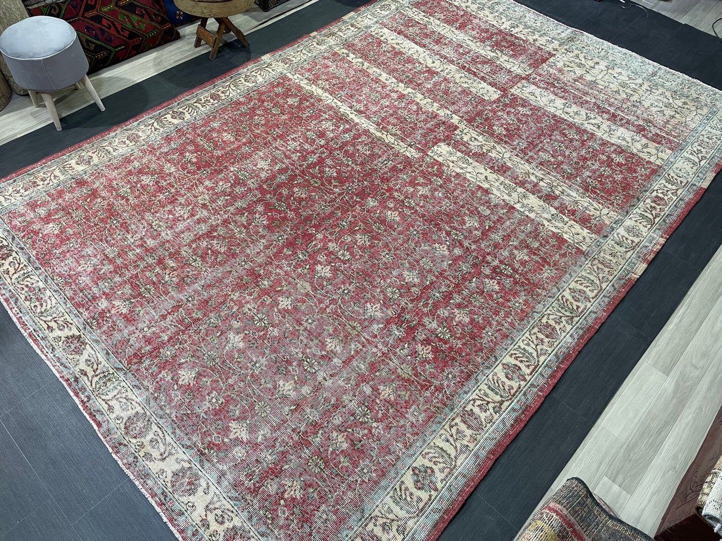 Vintage RUG, TURKISH 8x12 Oushak Rug, Persian Rug, Handmade Large Rug, Wool Antique Rug Hand Knotted Rug, Floor Art Rug