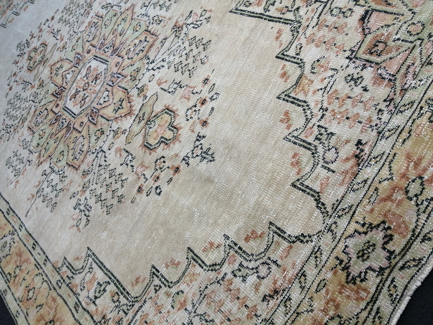 HandMade 6.2 x 10 Rug, Oushak Rug, Rustic Rug, Light Green Rug Hand Knotted Rug Turkish Rug, Farmhouse Rug, Vintage Rug, Wool rug