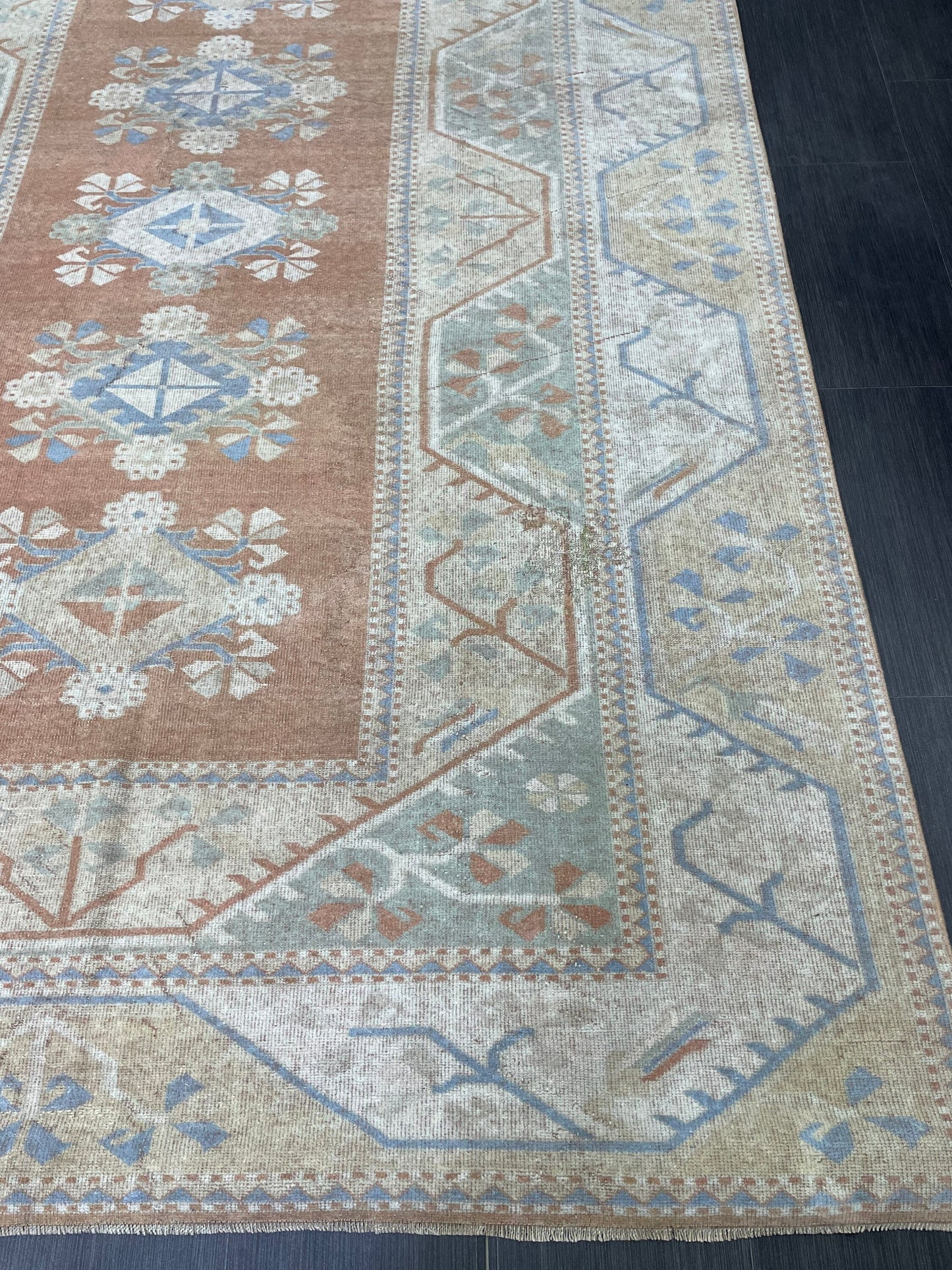 Vintage Rug, TURKISH Handmade 6.5 x 9.5 Rug, Vintage Turkish Rug, Oushak Rug, Turkish Oushak Rug, Hand Knotted Soft Wool Rug Distressed Rug