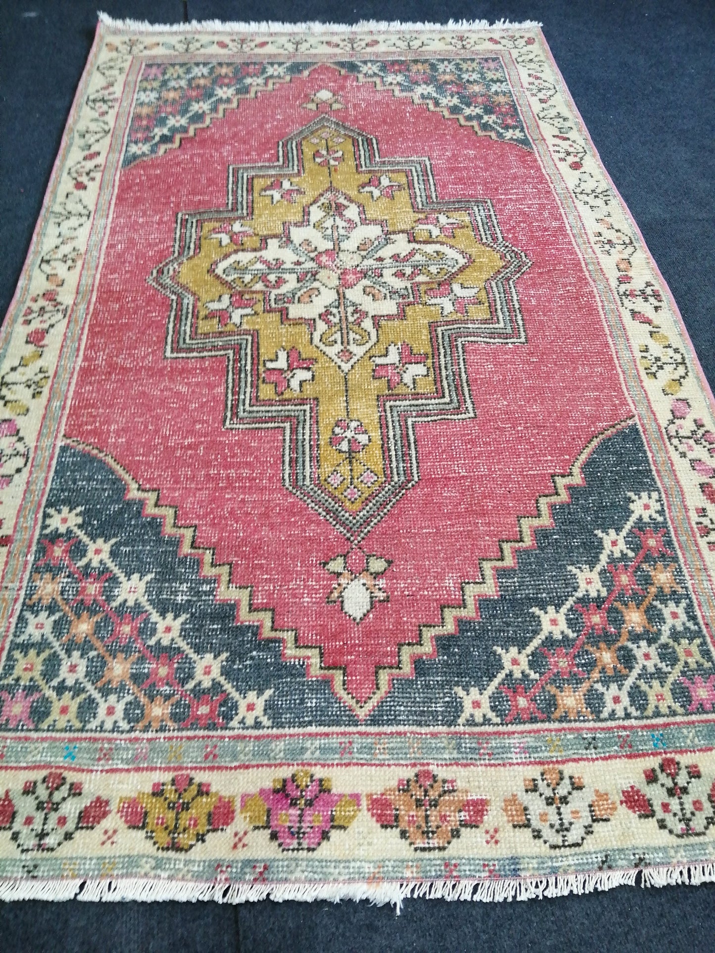 6 x 3.5 Turkish Rug, Oushak Rug, Oushak Rugs, Wool Oushak Rug, Blue Oushak Runner Rugs, Muted Rug, Vintage Rug, Hand Made Rug